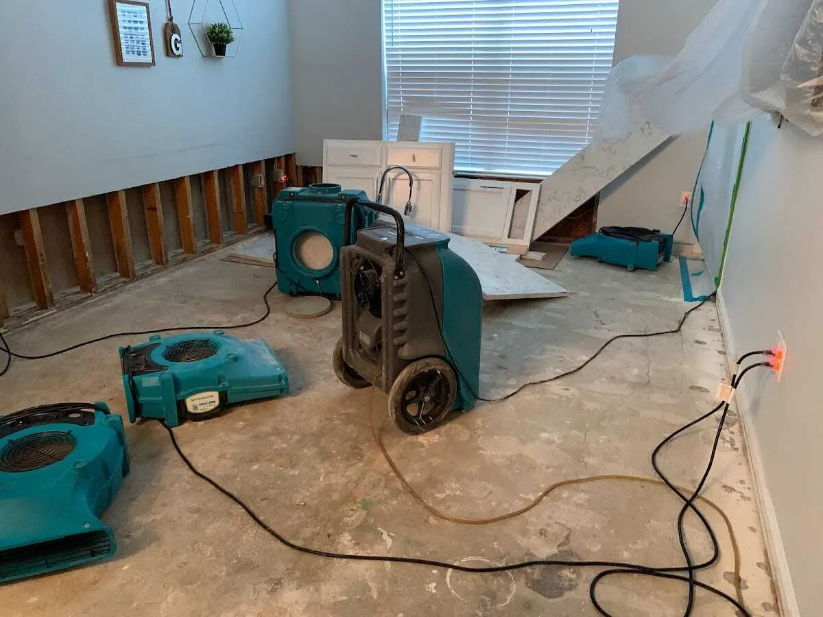 Dehumidifier in flood-cut room for Water Extraction & Removal in Storm Lake